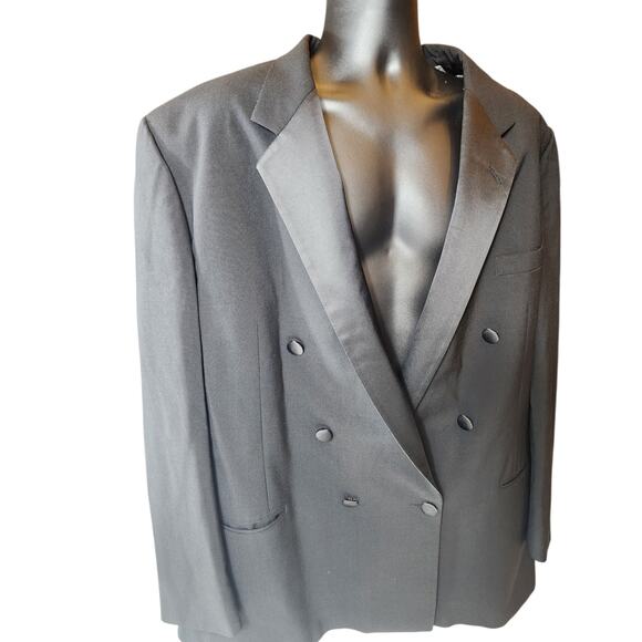 Perry Ellis Double Breasted Suit Jacket 50 Long Tuxedo Style Formal Blazer USA - Picture 10 of 16